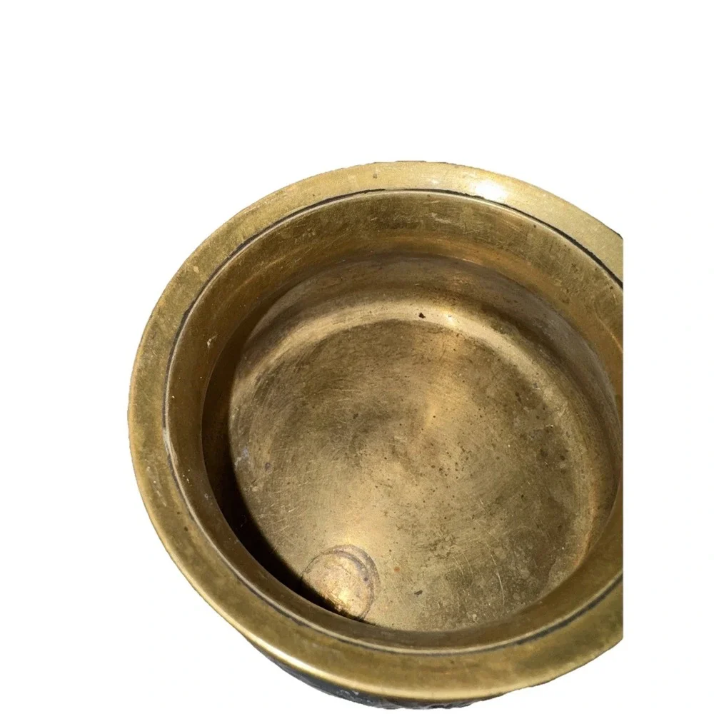 Vintage Brass Bowl with Lid Camels and‎ Palm Trees